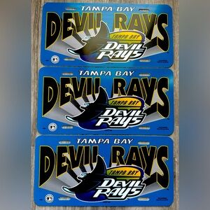 Tampa Bay Devil Rays MLB 1995 NOS License Plate Lot of 3 ManCave - Old School